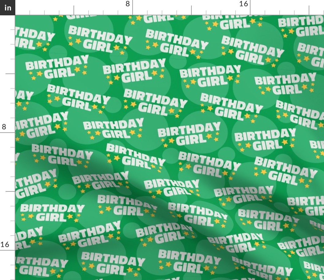 Birthday Girl Birthday Fabric Celebration Stars and Dots Green