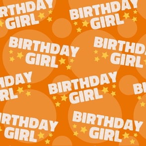 Birthday Girl Birthday Fabric Celebration Stars and Dots Orange