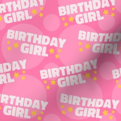 Birthday Girl Birthday Fabric Celebration Stars and Dots Pink and Light Pink