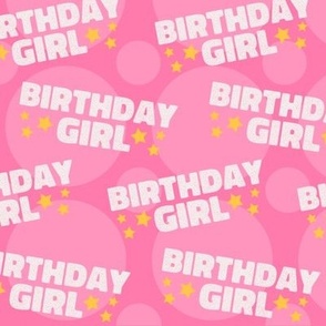 Birthday Girl Birthday Fabric Celebration Stars and Dots Pink and Light Pink