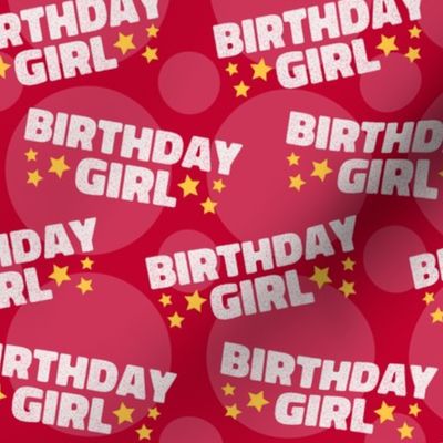 Birthday Girl Birthday Fabric Celebration Stars and Dots Red