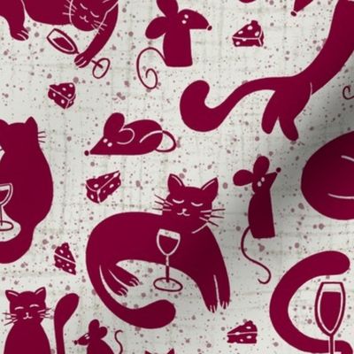Cats Wine Party | Burgundy