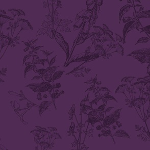 Dark Purple Tone on Tone Poison Florals