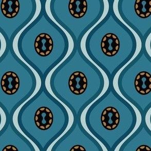 Mid-Century Ogee Pattern with Medallion - Dark Turquoise