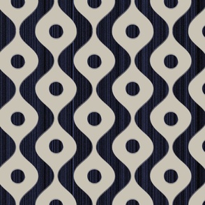 Mid-Century Ogee Pattern - Blue and Bone