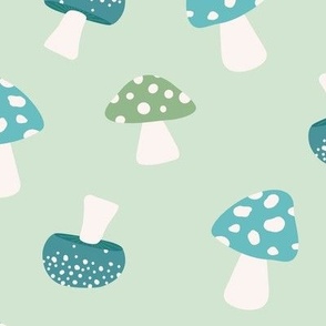 Blue Green Mushroom Toadstools 
