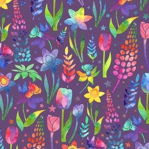 Watercolour spring - purple background
