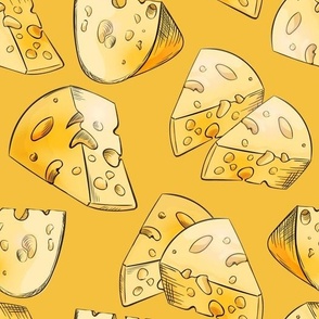 Warm Yellow Cartoon Piece of Cheese