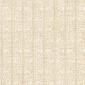 Arc Block Print Striped Floral Beige Natural White