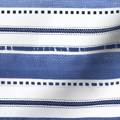 French Linen Fresh Blue White Summer Stripes Pattern