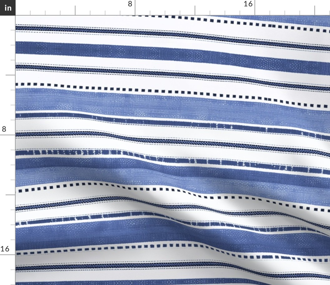 French Linen Fresh Blue White Summer Stripes Pattern