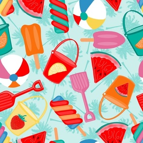 Ice-cream Dribbles and Fruit Nibbles on Pool Green (Summer Beach Party Fun)