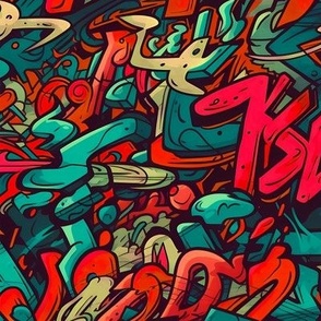 Graffiti Wildstyle (Red & Cyan)