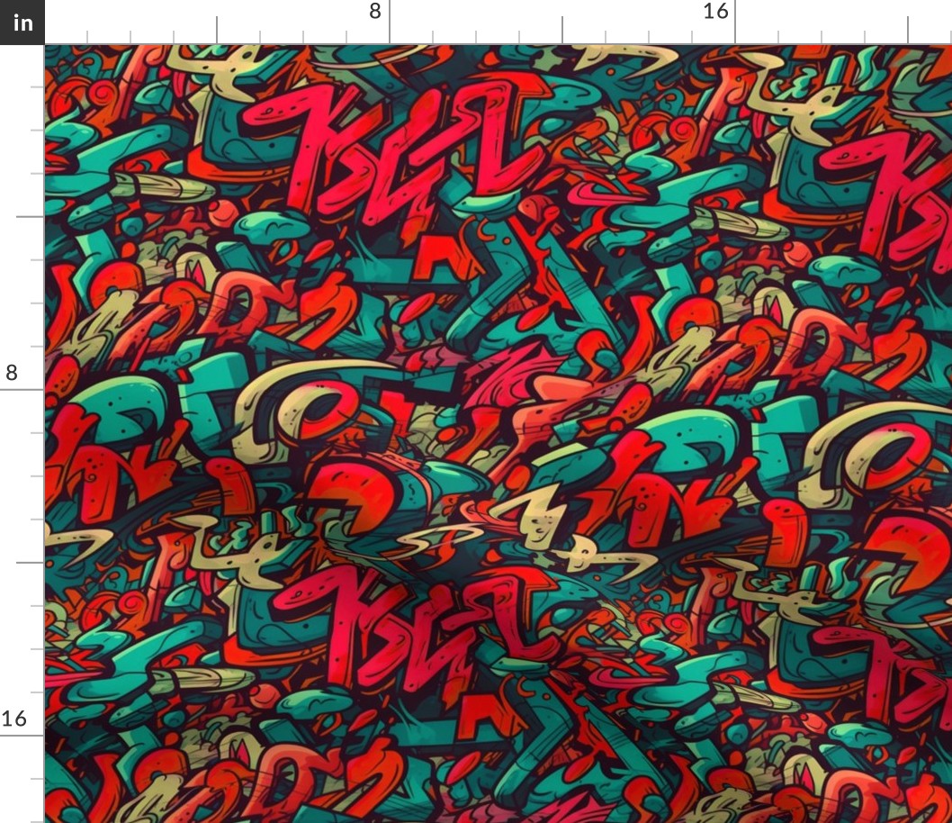 Graffiti Wildstyle (Red & Cyan)