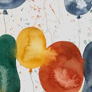Watercolour Birthday Celebration Party Balloons Off White Large