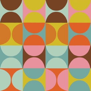 African Bauhaus geometric in pastels and brown  