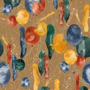 Watercolour Birthday Celebration Party Balloons Gold Medium