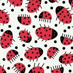 Red Lady Bugs with Polka Dot Background - Large