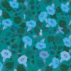 Floral Vines On Teal