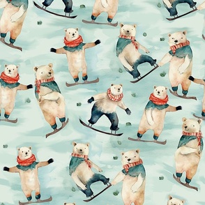 Polar Bears Snowboarding