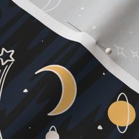 Sweet Dreams Starry Night Sky Planet Pattern With Shooting Stars And Milky Way