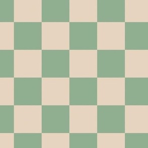 1.5" Checkers squares in beige and jade green
