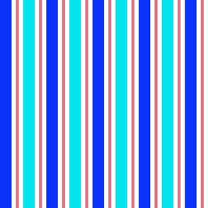 Nantucket Red, Blue and Cyan 1 Inch Stripe No. 1
