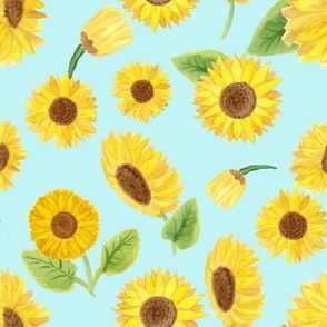 Sunflowers  on Aqua