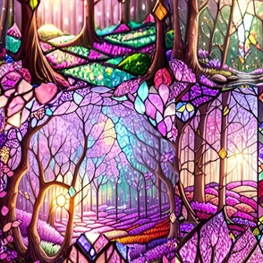 Stained glass, forest, spring