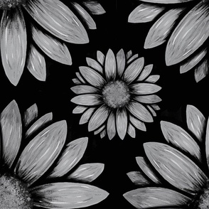 Sunflowers black and white