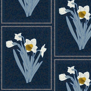 Dark Navy Mosaic Daffodils
