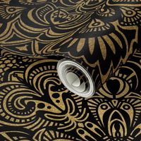 Gold and Black Art Deco mixed pattern Mandala