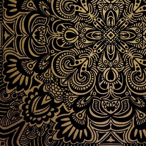 Gold and Black Art Deco mixed pattern Mandala