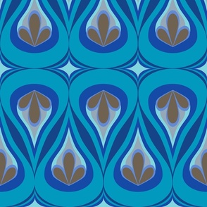 Diamond Tear Drops, blue & brown, 24 inch