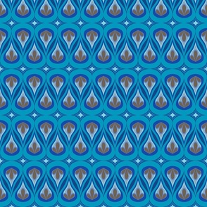 Diamond Tear Drops, blue & brown, 8 inch
