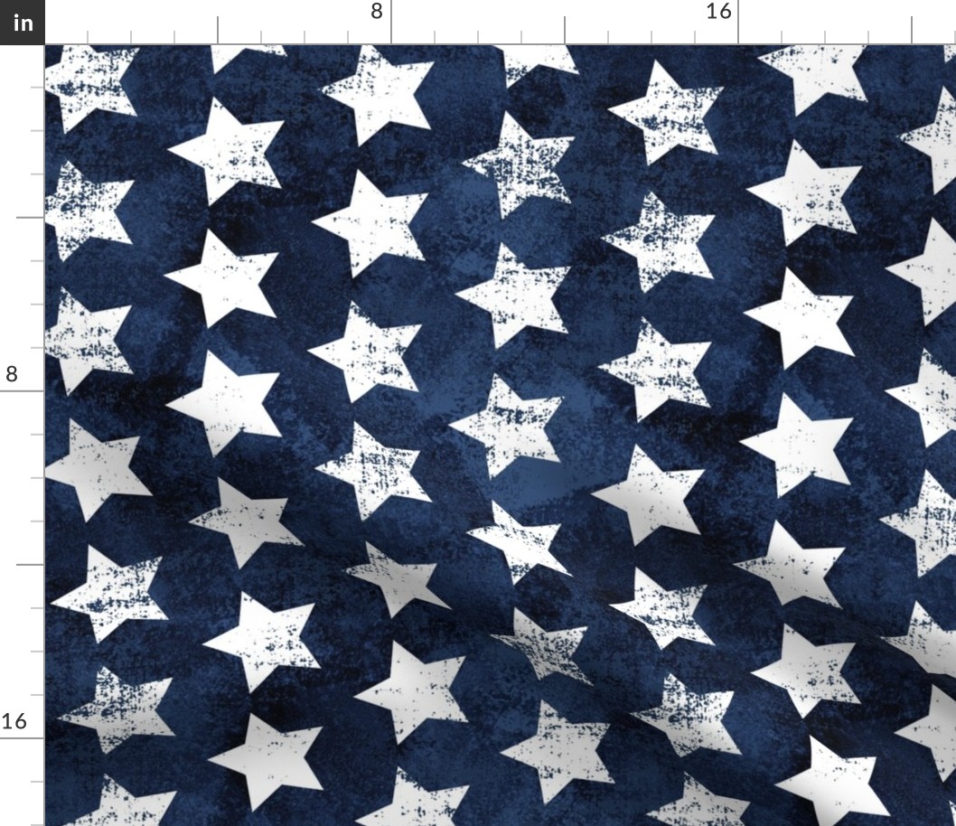 Fourth of July Grunge Blue Stars Rotated - Large Scale