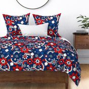 Fourth of July Groovy Rainbow Floral Rotated - XL Scale