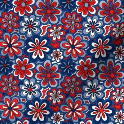 Fourth of July Groovy Flowers - XS Scale