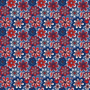 Fourth of July Groovy Flowers - Small Scale