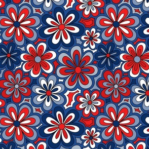 Fourth of July Groovy Flowers - Large Scale