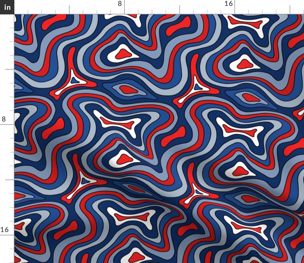 Fourth of july Groovy and Swirly - Medium Scale