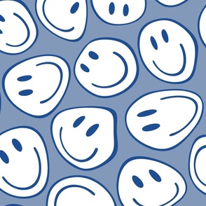 Groovy Distorted Smiley LIght Blue BG Rotated - XL Scale