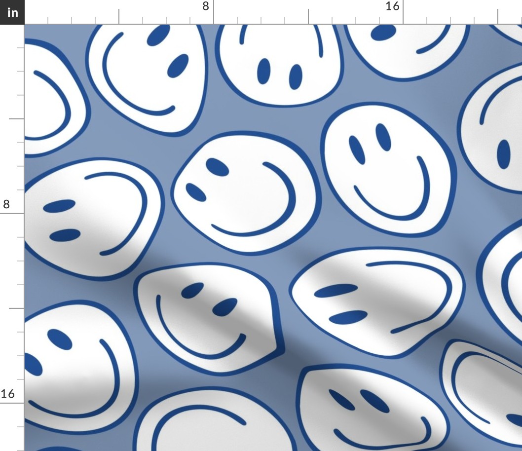 Groovy Distorted Smiley LIght Blue BG Rotated - XL Scale