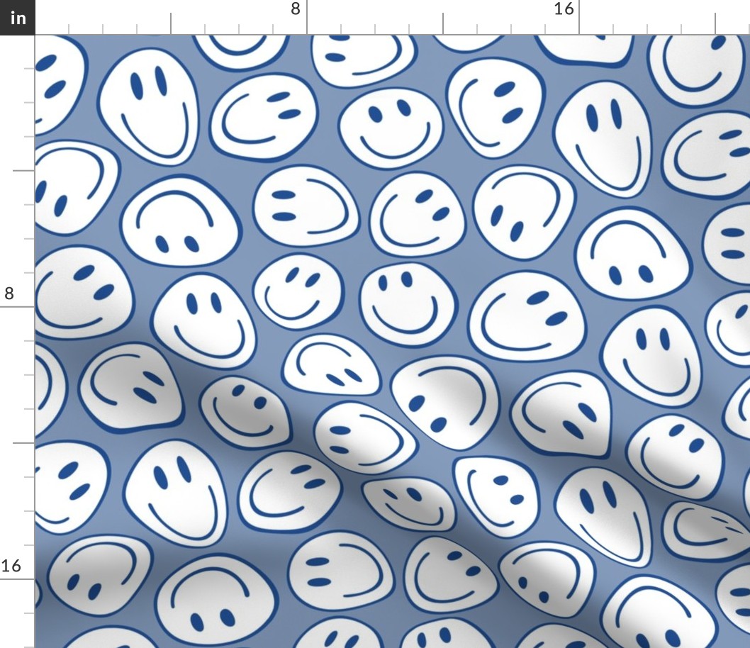 Groovy Distorted Smiley Light Blue BG - Large Scale