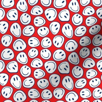Groovy Distorted Smiley Red BG - XS Scale