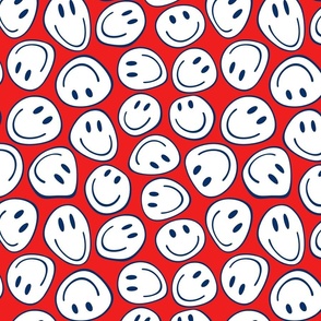 Groovy Distorted Smiley Red BG -Large Scale