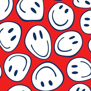 Groovy Distorted Smiley Red BG - XL Scale