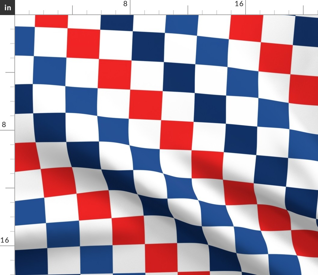 Fourth of July Red White Blue Checker Rotated - Large Scale