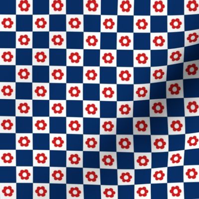 Fourth of July Floral Checker - XS Scale