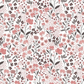 Fondant Pink Monochrome Pale Pink Hand Painted Wildflower Pattern 